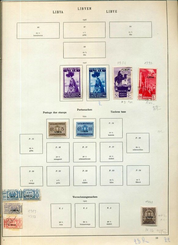 LIBYA 1912/36 M&U On Old Pages Incl.Airs Ovpts(Apx 45)NS 52