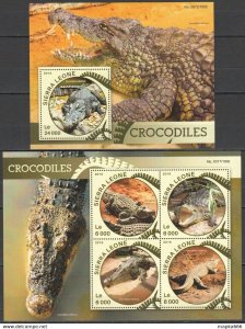 2016 Sierra Leone Fauna Reptiles Crocodiles 1Kb+1Bl ** Stamps St446