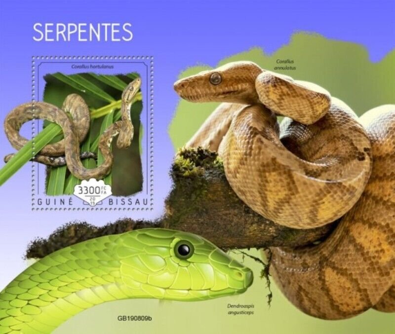 Guinea-Bissau - 2019 Snakes on Stamps - Stamp Souvenir Sheet - GB190809b