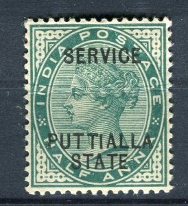 INDIA; PATTIALLA 1885 classic QV SERVICE Optd. issue Mint Shade of 1/2a. value