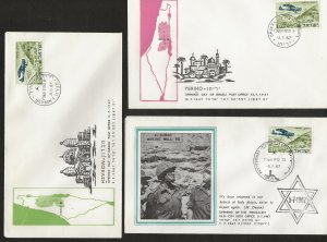 1967 Israel FDC 6 different covers post office openings Hevron Ramalla Nablus