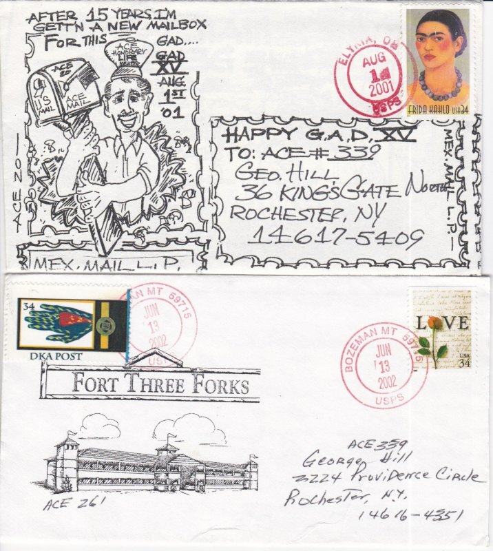United States 10 ACE Cacheted Colorful Covers