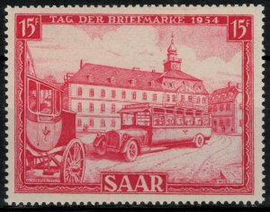 Saar #249*  CV $9.50  Stamp Day 1954