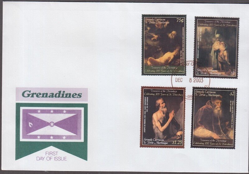 GRENADA GRENADINES Sc #2507-10 FDC  SET of 4 REMBRANDTS, incl 2 BIBLICAL