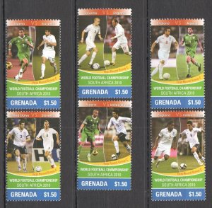 B0112 Grenada England Team Football World Cup South Africa 2010 Group C Set Mnh