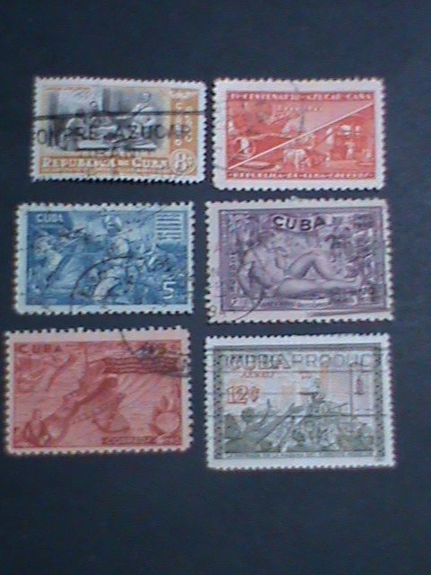 ​CUBA-SIX PICTORIAL CUBA LARGE USED-VERY OLD STAMP-VERY FINE PLEASE WATCH