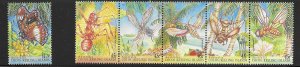 Cocos Island 302-03  1995   strip 5 + single  VF NH