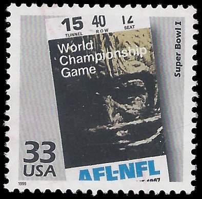 #3188L 33c The 1960's Super Bowl I 1999 Used