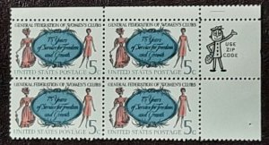 US Scott #1316; 5c Women's Clubs from 1966; block of 4; MNH, og; VF