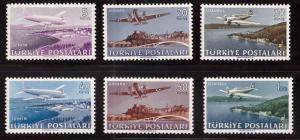 TURKEY Scott C12-C17 Used 1949 Airmail set