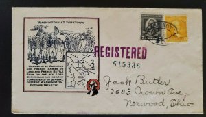 1932 Washington DC to Norwood OH Washington Yorktown First Day Registered Cover