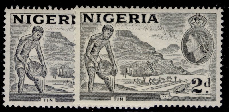 NIGERIA QEII SG72e + 72f, 2d SHADE VARIETIES, NH MINT. Cat £13. TYPE B