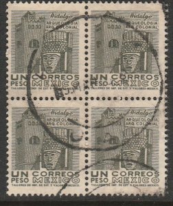 MEXICO 950, $1Peso 1950 Definitive 3rd Printing wmk 350. USED BLK 4. VF (316)