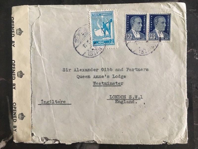 1940s Istanbul Turkey Censored cover To London England
