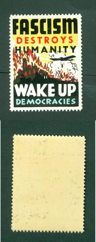 USA. Patriotic WWII Poster Stamp MNH. Fascism Destroys Humanity.