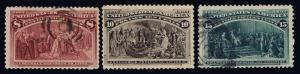 US.#236-238 Used Columbian Group of 1893 - VF - VF - F/VF- CV$78.50 (ESP#7315)