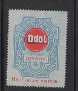 British Advertising Stamp - Odol Chemical Works, London - Half-Size Bottle