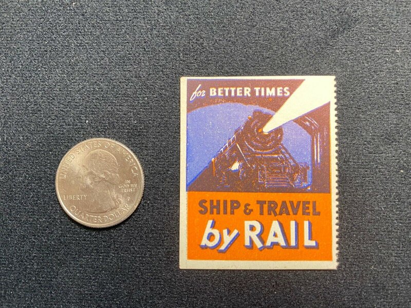 For Better Times Ship & Travel By Rail Vintage Poster Stamp