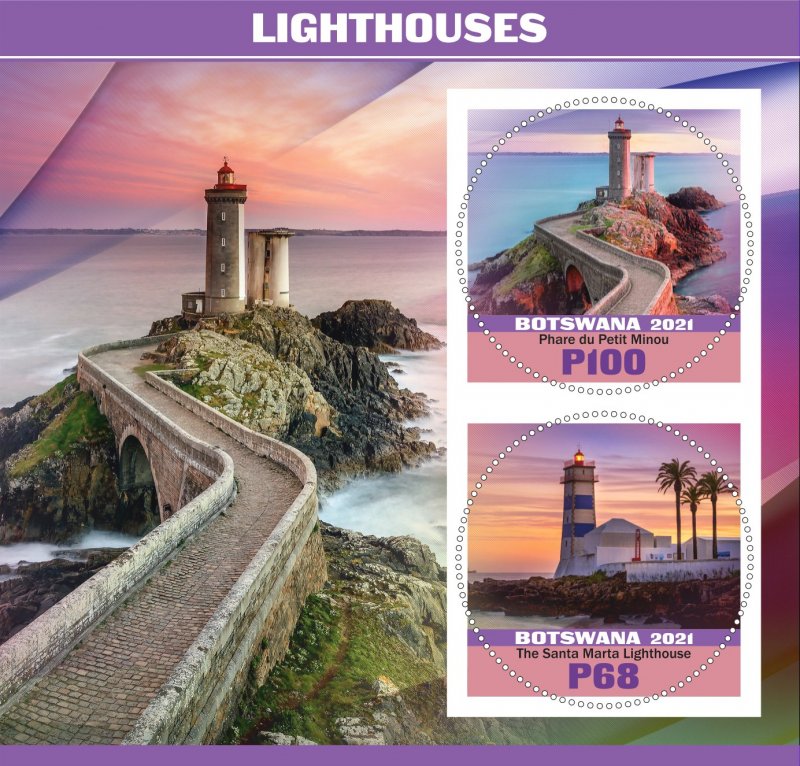 Stamps. Lighthouses 2021 year 1+1 sheets perf Botswana