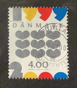 Denmark 1999 Scott 1167 used - 4.00k, Millennium, Hearts, New Year