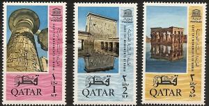 Qatar  47-49 MInt OG 1965 UNESCO-Save Nubia Monuments