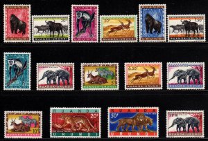 Ruanda-Urundi 1959 - 1961 Sc 137 - 150 & 153 VF MH Full Set - Animals