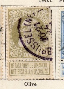 Belgium 1905 Early Issue Fine Used 20c. NW-255997