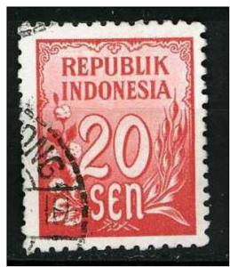 Indonesia 1951 - Scott 375 used - 20s, Numeral 