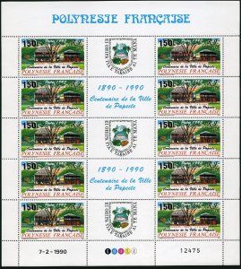 Fr Polynesia 538-539 sheets,MNH.Michel 557-558. Papeete Village-100.1990.