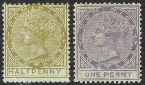 DOMINICA 1883 QV 1/2D AND 1D WMK CROWN CA