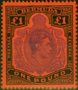 Bermuda 1951 £1 Violet & Black-Scarlet SG121d P.13 V.F MNH (12)