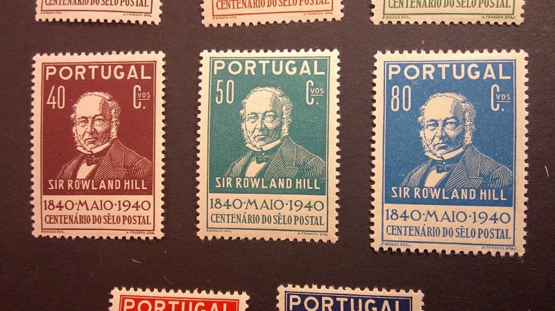 Portugal 1940 Scott# 591-598 Mint XF Hinged pencil# on backs Complete set of 8