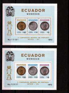 Ecuador 1973 Sc#C532a  World Cup Soccer ovpt.SS perf+Imperforated (2) MNH VF