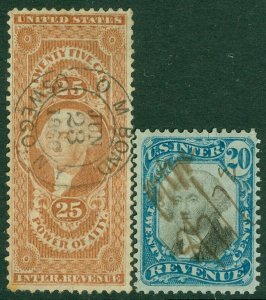 EDW1949SELL : USA 1862-71 Scott #R49, R111 VF-XF Used. Scarce like this. Cat $20