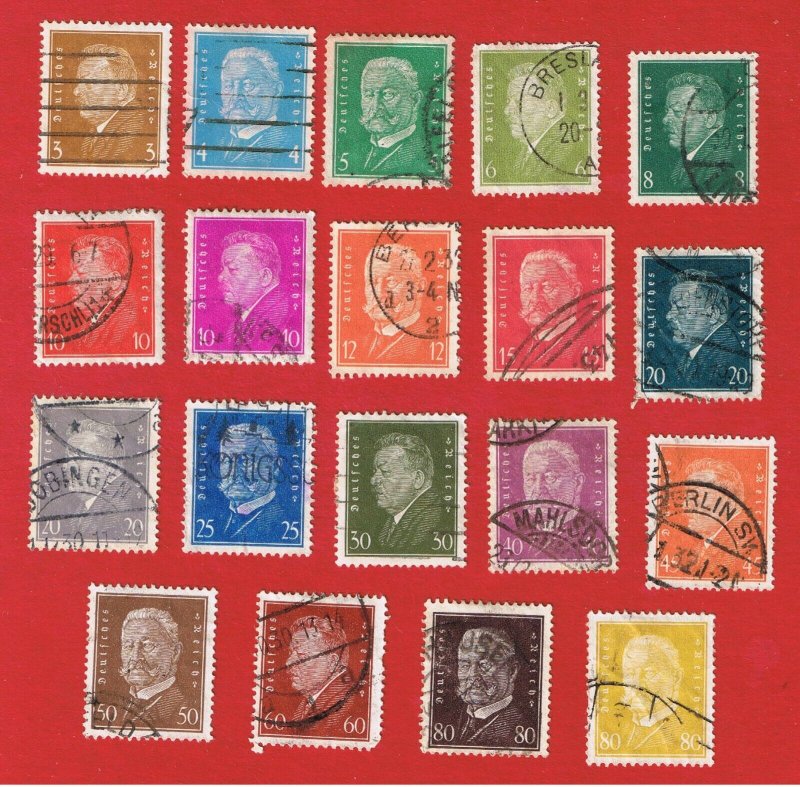 Germany #366-384  VF used  Ebert & Hindenburg  Free S/H