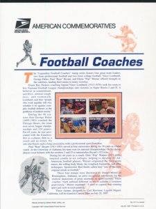 USPS 1997 COMMEMORATIVE PANEL #3143-46 32c FOOTBALL COACHES