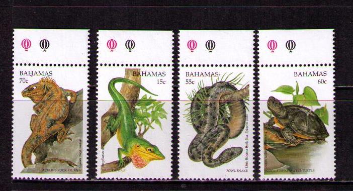 BAHAMAS Sc# 875 - 878 MNH FVF Set4 x MGN Turtle Iguana Snake