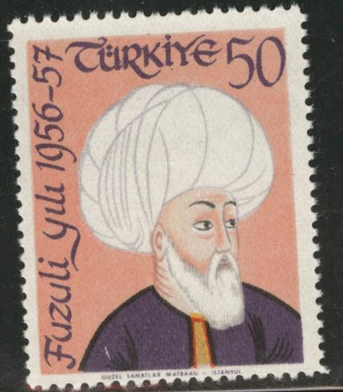 TURKEY Scott 1258 MNH** 1957 Fuzull poet stamp