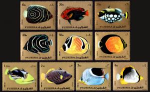 Fujeira Mi #1380-1389 set/10 mnh - 1973 Exotic Fish