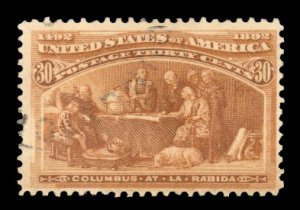 United States, 1893 Columbian Issue #239 Cat$90, 1893 30c orange brown, very ...