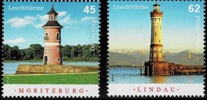 Germany 2015,Sc.#2847-8 MNH, Lighthouses: Moritzburg, Lindau