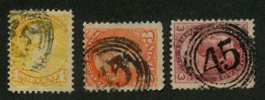 CANADA #35, 37, 78 USED 4-RING NUMERAL CANCELS 45