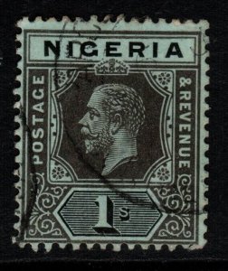 NIGERIA SG8d 1917 1/= BLACK/BLUE-GREEN(PALE OLIVE BACK) FINE USED