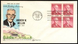 U.S. Used #1072 3c Mellon Block Fluegel First Day Cover. Unaddressed.