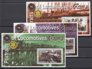 Somalia, 2002 Cinderella issue. Locomotives on 3 s/sheets. ^