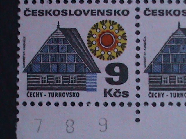 CZECHOSLOVAKIA -RESIDENCE BUILDRING  -MNH PLATE BLOCK OF 6 -VERY FINE