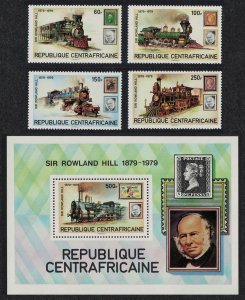 Central African Rep. Trains Death Centenary of Sir Rowland Hill 4v+MS 1979