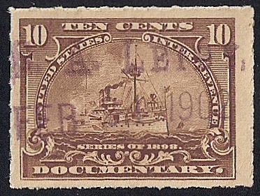 R168 10 cents Documentary Battleship Super Stamps used F