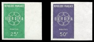France, 1950-Present #929-930 (YT 1218-1219) Cat€155, 1959 Europa, imperf. ...
