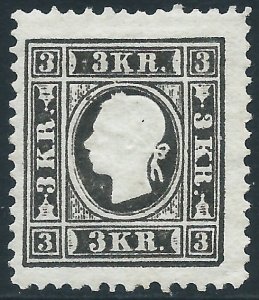 Austria, Sc #7, 3kr MH (perf 12-1/2) Reprint